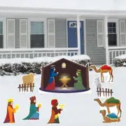 Nativity Scene Christmas Yard Decoration Card Set! (8pcs, 17 Short Stakes)