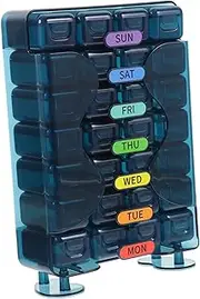 TOBBOMEY Travel Medicine Portable Case Weekly Pill Organizer Compartments Compact Design for Home and to Use and Clean Chic and Medication Storage