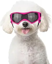 PETLESO Dog Goggles for Medium Breed Anti-UV Windproof Eye Protection Pet Sunglasses with Adjustable Straps for Driving/Outdoor Activities-Pink