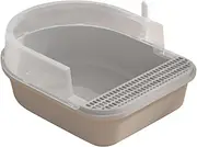 Ronyme Kitten Litter Tray with Elevated Sides for Indoor Use, Grey XL