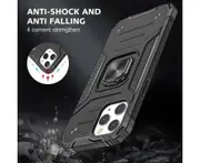 Black Shockproof Ring Case Stand Cover for iPhone X