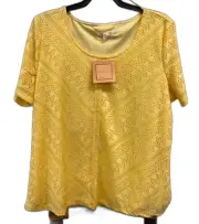 NEW Noni B Vanessa Top Self Design Sunshine Yellow Top Ladies Sz XL RRP$69.95