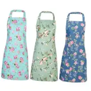 Auidy_6TXD 3 Pack Floral Aprons for Women, Adjustable Kitchen Aprons with 2