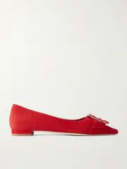 [Manolo Blahnik] Manolo Blahnik - Gibfla Embellished Suede Ballet Flats - Red - IT40 IT 40 Red