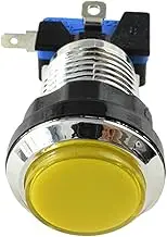 Arcade LED Push Buttons | Small Silver Plated Push Button for Arcade Machine - Built-in Bulb Game Supplies for Internet Cafe, Bedroom, Living Room