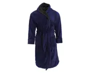 Harvey James Mens Soft Hooded Fluffy Dressing Gown (Navy/Black) - N1114