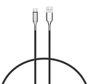 CYGNETT Armoured USB-C to USB-A (2.0) Cable (10cm) - Black (CY2680PCUSA), 3A60W, Double Braided Nylon, 20K Bend, 480Mbps Transfer Speed, 5 Yr. .