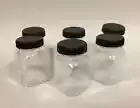 BULK 80pcs Plastic Screw Top Square Storage Container Jar Jars BLACK Lids 200ml