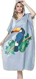 Beach Towel Wrap Change Bathrobes Cape Beach Towels Cape Diving Surfing Fast Drying Fashionable and Comfortable Sport Robe (Color : Gray, Size : One Size)