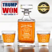 Donald Trump N.47 US President- Engraved Whiskey Decanter +2 Glasses