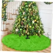 Christmas Tree Skirt 48 inch, Large Fluffy Faux Fur Tree Skirt Christmas Green