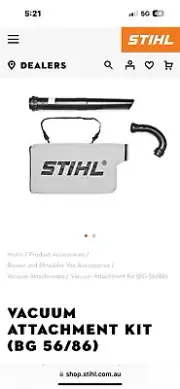 NEW Stihl Vacuum Attachment Kit (BG 56/86) turn petrol blower into leaf vacuum