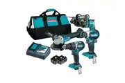 Makita 18V 5.0Ah Cordless Brushless 4 Piece Power drill grinder driveer hammer Tools Combo Kit 2x Battery Bag
