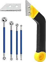 Grout Remover Grout Rake Tile Grout Saw Removing Tool with 1 PCS Replacement Blade, 4 Pieces Double Ball Ended Tiling Tool