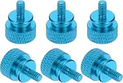 uxcell 6 Pcs 6#32 Knurled Thumb Screw Computer Case Threaded Hand Tighten Screws Aluminum Alloy for PC Case, Light Blue
