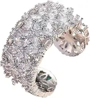 [Veasbuu] Floral Ring,Fashion Copper Zircon Rings for Women - Gemstone Finger Decoration Adjustable Jewelry for Women, Girls, Lady, Refer to description, Copper, Unisex