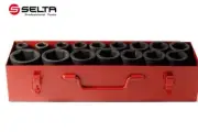 Selta Taiwan 16pc 3/4" Dr 6pt Cr-Mo 95mm Extra Deep Impact Socket Set:17-50mm