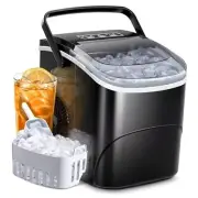 Ice Makers Countertop with Handle,,9 Cubes in 6 Mins,2 26.5Lbs/24H 1 BLACK