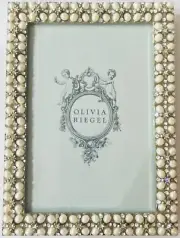 OLIVIA RIEGEL EXTRAORDINARY PEARL AND RHINESTONE PHOTO FRAME 7” X 5” NEW!!