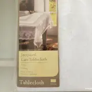 Easter Tulip Tablecloth White Jacquard Lace Oblong 60x102 Home Trends 52469 New