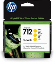 HP 712 Yellow DesignJet Ink Cartridge 3-Pack [3ED79A]