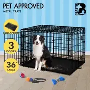 BEASTIE Dog Cage Kennel Metal Pet Crate Cat Collapsible Playpen 36" Large