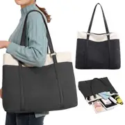 Women Laptop Tote Bag Canvas Handbag 15.6 Inch Work Shoulder Bag