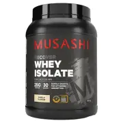 MUSASHI 100% Whey Protein Isolate WPI, 900 g, 30 Serves, Vanilla