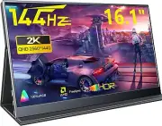Portable Gaming Monitor 16.1" 2.5K 144Hz Laptop Monitor Gaming Display Speaker