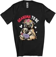 [Generic] Grandma to Be, Lovely Mother's Day Flowers Pug New Grandma, Pregnancy Family Group Unisex T-Shirt