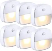 6 Pack Battery Operated LED Motion Sensor Wall Lights Indoor, Wireless 3-Bead
