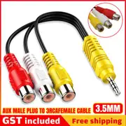 1/2pcs 3.5mm Male to 3RCA Female Adapter Cable Audio Video AV For HDTV