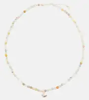 [Sydney Evan] Sydney Evan Clam Shell Small 14kt gold necklace with diamonds and morganite One Size multicoloured