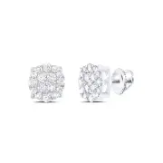 10kt White Gold Womens Round Diamond Fashion Cluster Earrings 1/4 Cttw