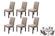 6pcs Chair Cover Universal Fitted Jacquard Seat Protector Cover for Party Home Kitchen Decor-Khaki