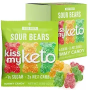 Kiss My Keto Gummy Candy, Sour Bears, 8 Bags, 0.88 oz (25 g) Gluten Free Vegan