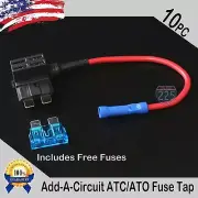 10x 16 Gauge Copper Add-A-Circuit ATC/ATO Blade Piggy Back Style Fuse + 1A - 40A