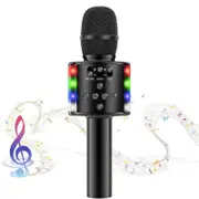 Wireless Bluetooth Karaoke Microphone Speaker Handheld Mic USB Player-Black