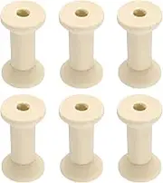 uxcell 6Pcs Wooden Bobbins, 0.87" x 1.57"(WxH) Unfinished Wooden Spools Wire Weaving Bobbins Empty Thread Spools for Crafts DIY Art Embroidery Sewing Thread Twine, Beige