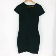 Banana Republic Size 8 Black Office Body Con Cap Sleeve Dress $128 Smart Casual