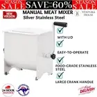 Manual Meat Mixer with Lid Silver Stainless Steel Grinder Machine Blender NEW