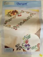 Margot Creation De Paris Needlepoint Les Fruits 55” x 68” Oval Tablecloth