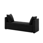 Zamira 151cm Boucle Storage Bench with Throw Pillows Charcoal