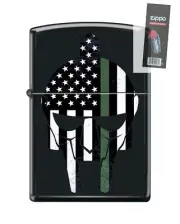 Zippo 82270 green line spartan warrior usa flag american Lighter + FLINT PACK