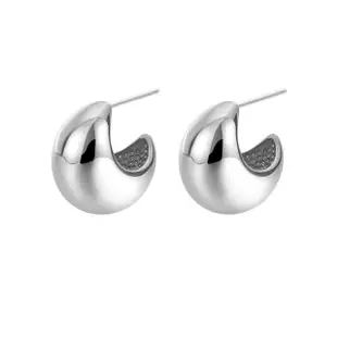 【Aphrodite 愛芙晶鑽】S925銀針耳環 月牙耳環/S925銀針法式典雅復古月牙造型耳環(2色任選)