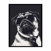 Smart Pug Framed Print Fine Art Poster Print