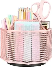EXERZ Desk Organiser/Desk Tidy Caddy/Pen Holder/Multifunctional Organiser (Light Pink)