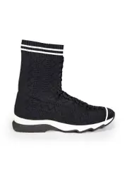Black Knit Accents Sock Trainers