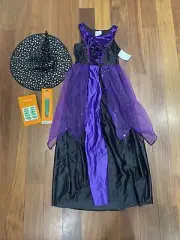 NWT New Wizard Oz Costume Bad WITCH Hat Green Face Paint Nails Girl Large 12 14