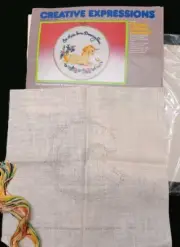 New Vintage Crewel 1979 Creative Expressions Unicorn Dreams 1003 Kit 8” Diameter
